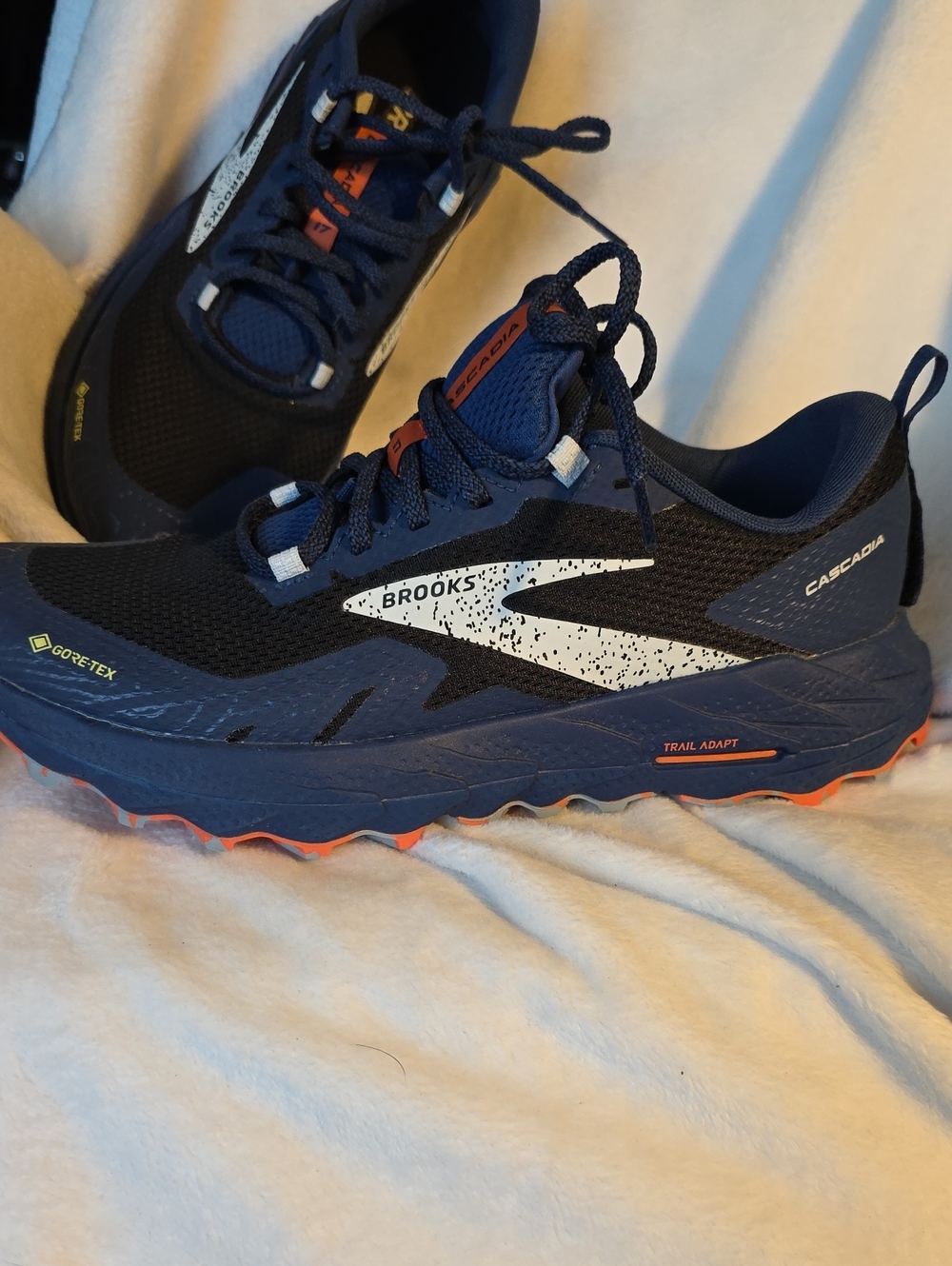 Brooks Men's Cascadia Trail Shoes - Navy with Orange Accents